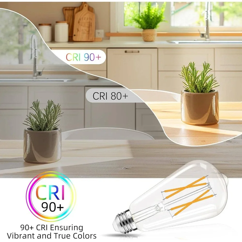 Pack of 9 LED Edison Bulbs Dimmable, E26, 6W 60W‎ Equivalent, 2700K Soft White